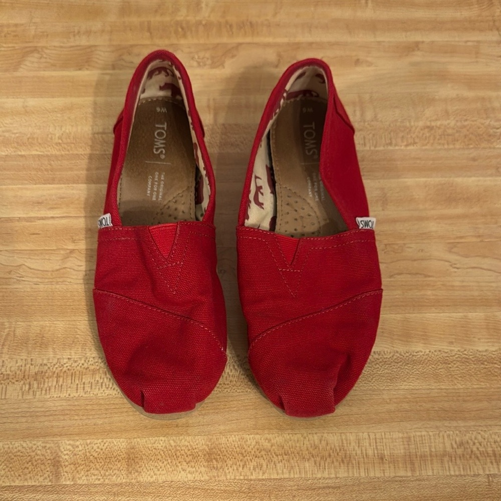 TOMS Red Slip-On Canvas Shoes